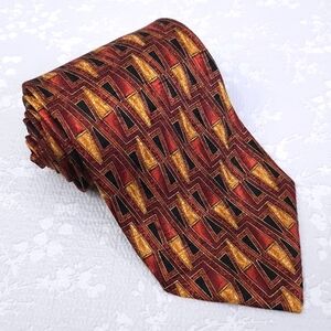 Ermenegildo Zegna Silk Tie Red Gold Black